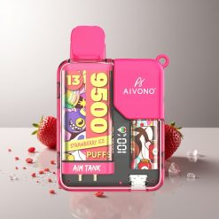Aivono Aim-Tank 9500 Pūkštelių Braškės Ledas 18ml 650mAh LCD